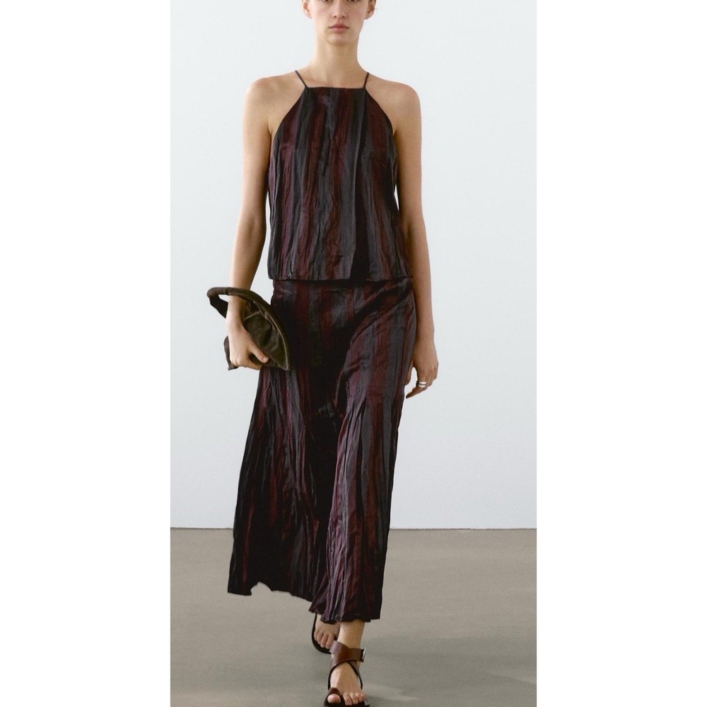 massimo dutti STRIPED FLOWING HALTER TOP Womens Size S. NWT‎